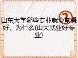 山东大学哪些专业就业前景好，为什么(山大就业好专业)