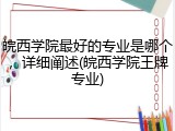 皖西学院最好的专业是哪个，详细阐述(皖西学院王牌专业)