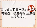 重庆健康职业学院知名校友有哪些，校史介绍(重庆健康校友校史)
