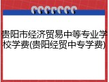 贵阳市经济贸易中等专业学校学费(贵阳经贸中专学费)