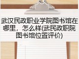 武汉民政职业学院图书馆在哪里，怎么样(武民政职院图书馆位置评价)