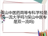 保山中医药高等专科学校是双一流大学吗?(保山中医专是双一流吗)