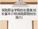 保险职业学院校长是谁,校长基本介绍(保险职院校长简介)
