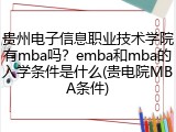 贵州电子信息职业技术学院有mba吗？emba和mba的入学条件是什么(贵电院MBA条件)