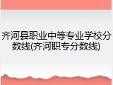 齐河县职业中等专业学校分数线(齐河职专分数线)