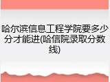 哈尔滨信息工程学院要多少分才能进(哈信院录取分数线)