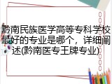 黔南民族医学高等专科学校最好的专业是哪个，详细阐述(黔南医专王牌专业)