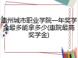 惠州城市职业学院一年奖学金最多能拿多少(惠院最高奖学金)