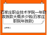 石家庄职业技术学院一年财政拨款大概多少钱(石家庄职院年拨款)