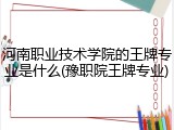 河南职业技术学院的王牌专业是什么(豫职院王牌专业)