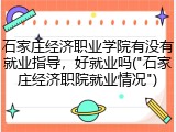 石家庄经济职业学院有没有就业指导，好就业吗("石家庄经济职院就业情况")
