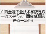 广西金融职业技术学院是双一流大学吗?(广西金融职院是双一流吗)