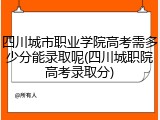 四川城市职业学院高考需多少分能录取呢(四川城职院高考录取分)