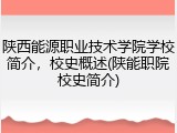 陕西能源职业技术学院学校简介，校史概述(陕能职院校史简介)