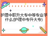 护理中职升大专中等专业学什么(护理中专升大专)
