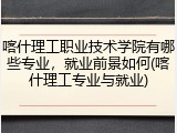 喀什理工职业技术学院有哪些专业，就业前景如何(喀什理工专业与就业)