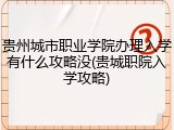 贵州城市职业学院办理入学有什么攻略没(贵城职院入学攻略)
