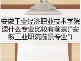 安徽工业经济职业技术学院读什么专业比较有前景("安徽工业职院前景专业")