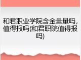 和君职业学院含金量量吗，值得报吗(和君职院值得报吗)