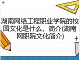 湖南网络工程职业学院的校园文化是什么，简介(湖南网职院文化简介)