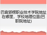 巴音郭楞职业技术学院地址在哪里，学校地理位置(巴职院地址)