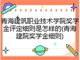 青海建筑职业技术学院奖学金评定细则是怎样的(青海建院奖学金细则)