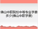 佛山中职院校中等专业学费多少(佛山中职学费)