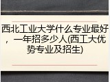 西北工业大学什么专业最好，一年招多少人(西工大优势专业及招生)