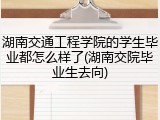 湖南交通工程学院的学生毕业都怎么样了(湖南交院毕业生去向)