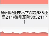 德州职业技术学院是985还是211(德州职院985211？)