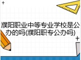 濮阳职业中等专业学校是公办的吗(濮阳职专公办吗)