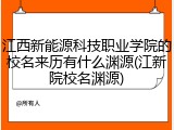 江西新能源科技职业学院的校名来历有什么渊源(江新院校名渊源)