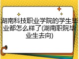湖南科技职业学院的学生毕业都怎么样了(湖南职院毕业生去向)