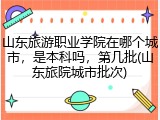 山东旅游职业学院在哪个城市，是本科吗，第几批(山东旅院城市批次)