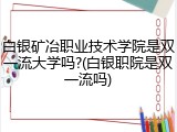 白银矿冶职业技术学院是双一流大学吗?(白银职院是双一流吗)