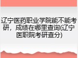 辽宁医药职业学院能不能考研，成绩在哪里查询(辽宁医职院考研查分)