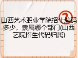 山西艺术职业学院招生编码多少，隶属哪个部门(山西艺院招生代码归属)