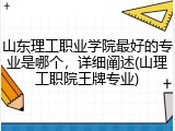 山东理工职业学院最好的专业是哪个，详细阐述(山理工职院王牌专业)