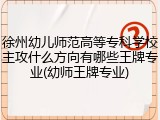 徐州幼儿师范高等专科学校主攻什么方向有哪些王牌专业(幼师王牌专业)