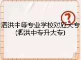 泗洪中等专业学校对应大专(泗洪中专升大专)