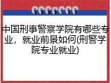 中国刑事警察学院有哪些专业，就业前景如何(刑警学院专业就业)
