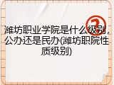 潍坊职业学院是什么级别，公办还是民办(潍坊职院性质级别)