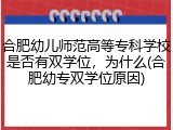 合肥幼儿师范高等专科学校是否有双学位，为什么(合肥幼专双学位原因)