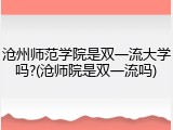 沧州师范学院是双一流大学吗?(沧师院是双一流吗)