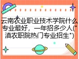 云南农业职业技术学院什么专业最好，一年招多少人("滇农职院热门专业招生")