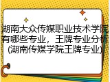 湖南大众传媒职业技术学院有哪些专业，王牌专业分析(湖南传媒学院王牌专业)