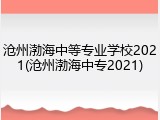 沧州渤海中等专业学校2021(沧州渤海中专2021)
