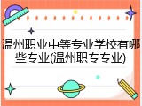 温州职业中等专业学校有哪些专业(温州职专专业)