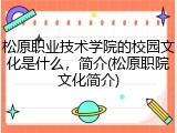 松原职业技术学院的校园文化是什么，简介(松原职院文化简介)