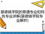 景德镇学院的普通专业和特色专业详解(景德镇学院专业解析)